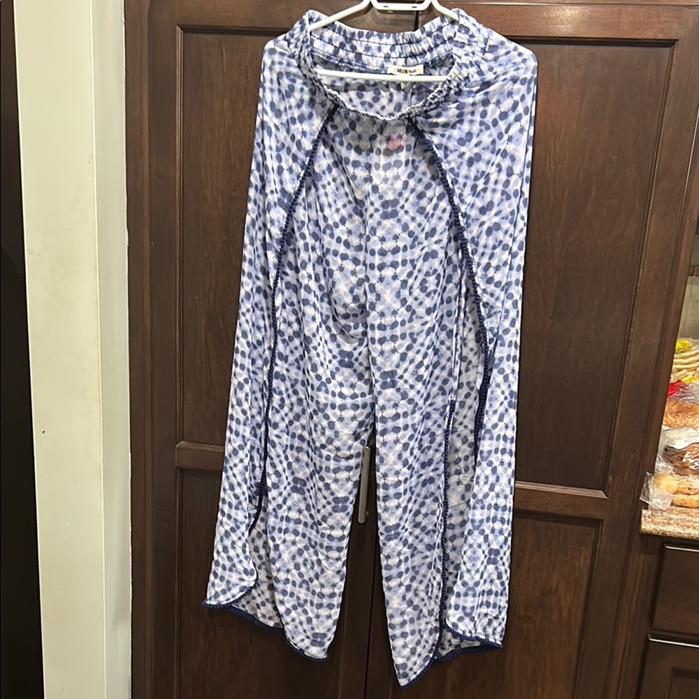 Miken Blue and White Swim Coverup
